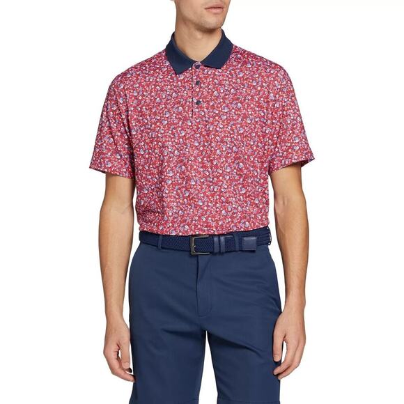 Walter Hagen Men's P11 USA Liberty Ditsy Golf Polo in Red Multi, size L, NWT ! - Picture 1 of 11